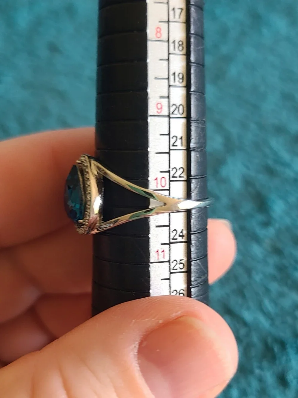 Pear-Shaped Blue Sapphire Teardrop Ring with Halo Accent